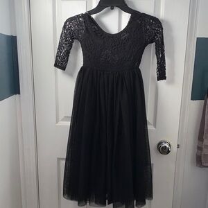 Elegant Black Lace Kids Dress